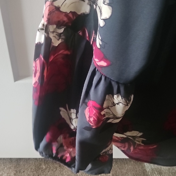 Maurices Dark Floral Blouse with Button Detail - Picture 3 of 5